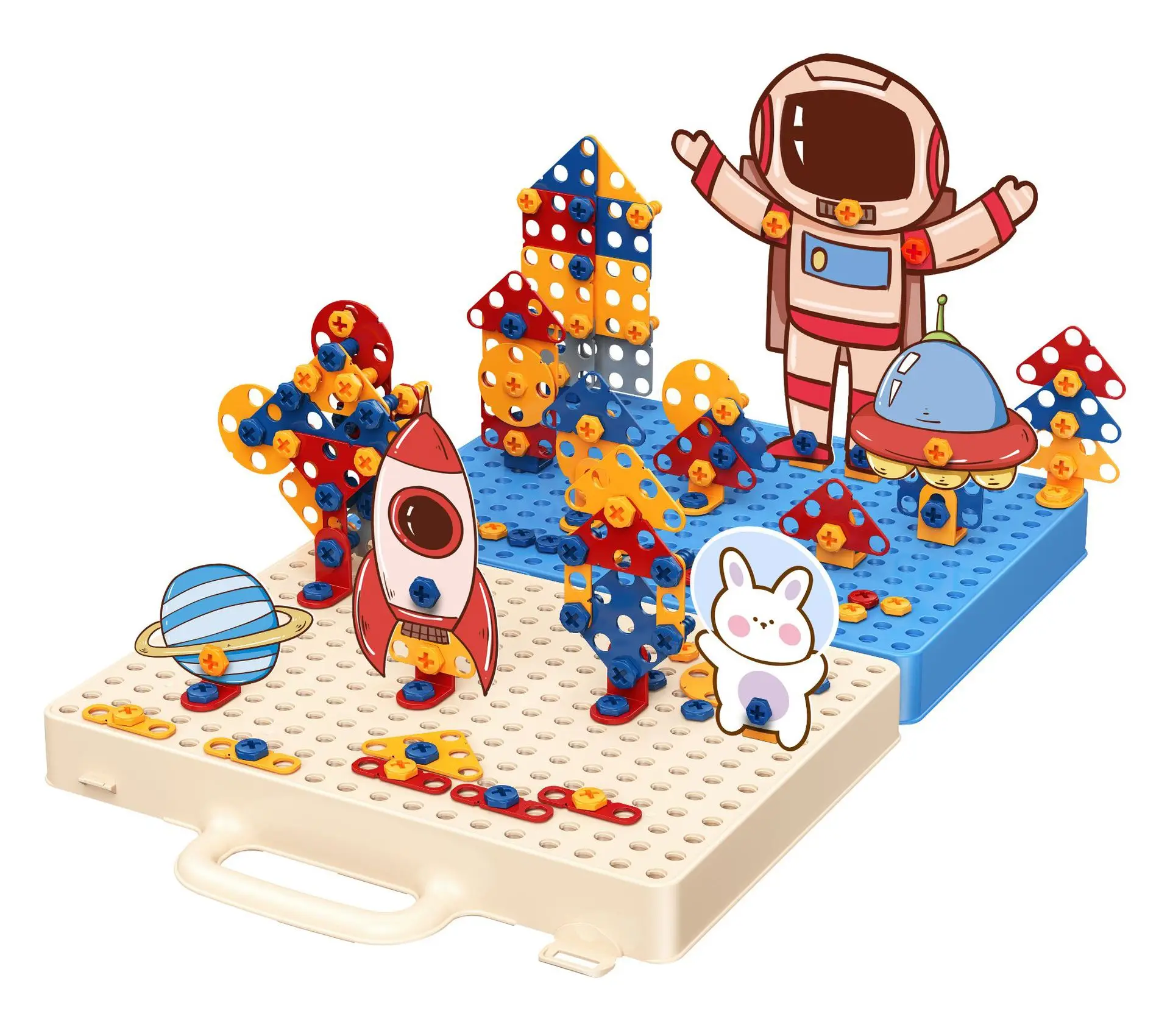 

332pcs DIY Kids Drill Screw Nut Puzzles Toys Pretend Play Tool Drill Disassembly Assembly Children Drill 3D Puzzle Toys For Boy