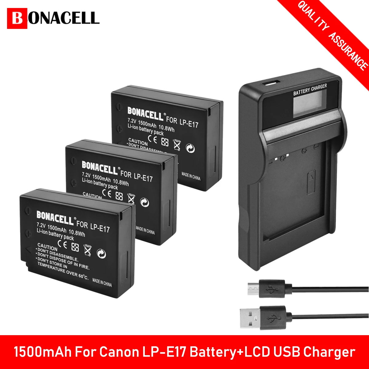 Батарейка для фотоаппарата bonacell 1500 мАч с ЖК-дисплеем и USB-зарядкой Canon EOS M3 M5 M6 750D 760D