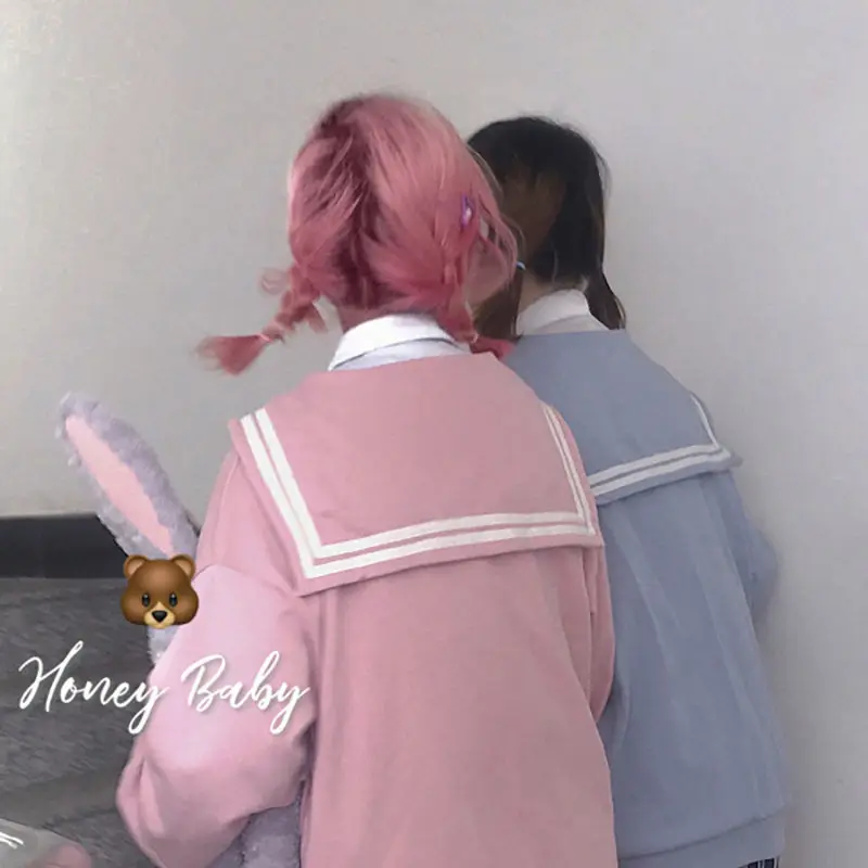 

Милая розовая толстовка в стиле пэчворк, Женская Осенняя Толстовка Оверсайз с матросским воротником, худи в стиле панк, топы, женская одежда...