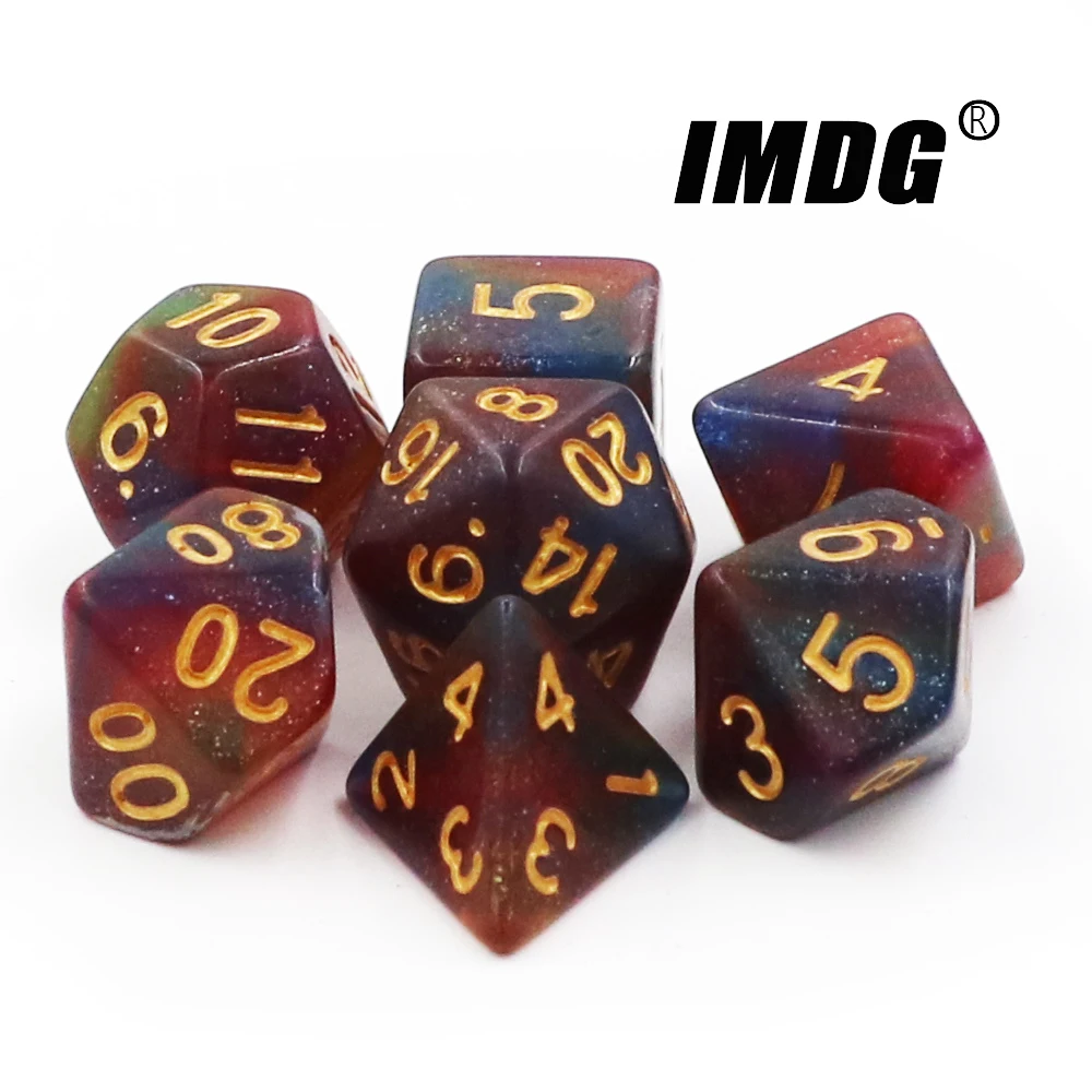 IMDG 7pcs/set Polyhedron D10 D20 RPG Game Dice Acrylic DND Universe Galaxy Digital with Bag | Спорт и развлечения
