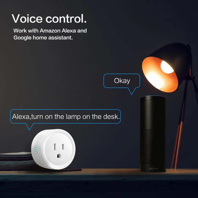 

16A Mini US Wifi Plug with Surge Protector 100-240V Voice Control Smart Socket Timer Work with Alexa Google Home smartlife APP