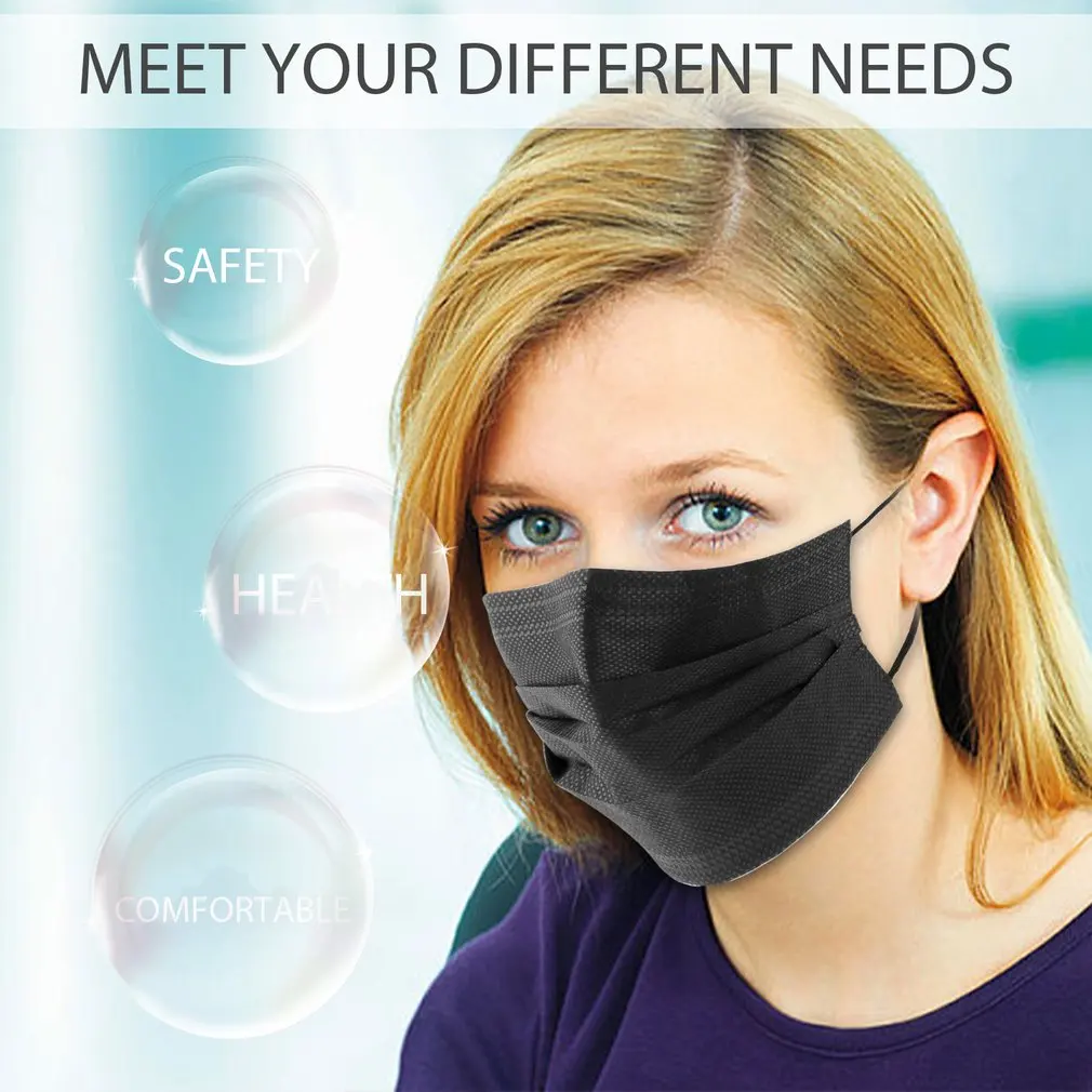 

50pcs Disposable Mask Safety Protection Three Layer Protection Dustproof Anti Haze With 95-99 Melt Blown Cloth Face Mask