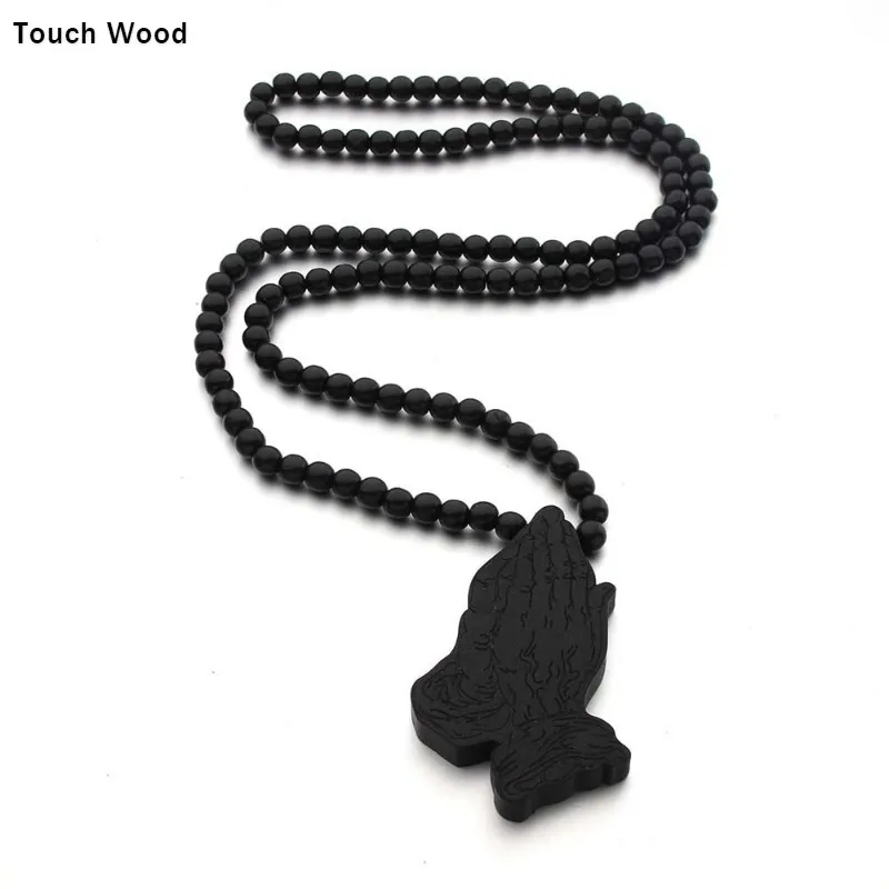 

Wood laser engraving gesture pendant necklace