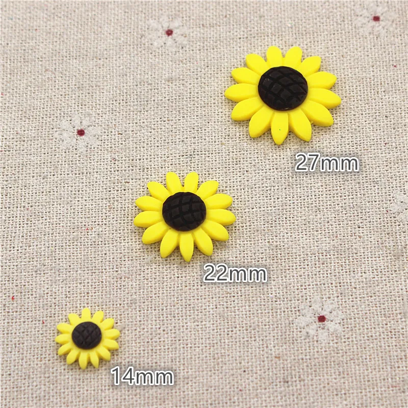 Кабошон из смолы с плоским основанием в виде подсолнуха 14 мм/22 мм/27 мм для
