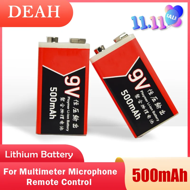 Литиевая аккумуляторная батарея 9 в 500 мАч usb lipo для мультиметра микрофон