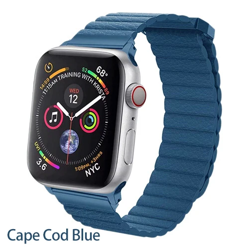 Кожаный ремешок для apple watch, ремешок для apple watch 5, 4, 40 мм, 44 мм, correa iWatch 42 мм, 38 мм, браслет, Аксессуары для наручных часов - Цвет ремешка: Cape Cod Blue