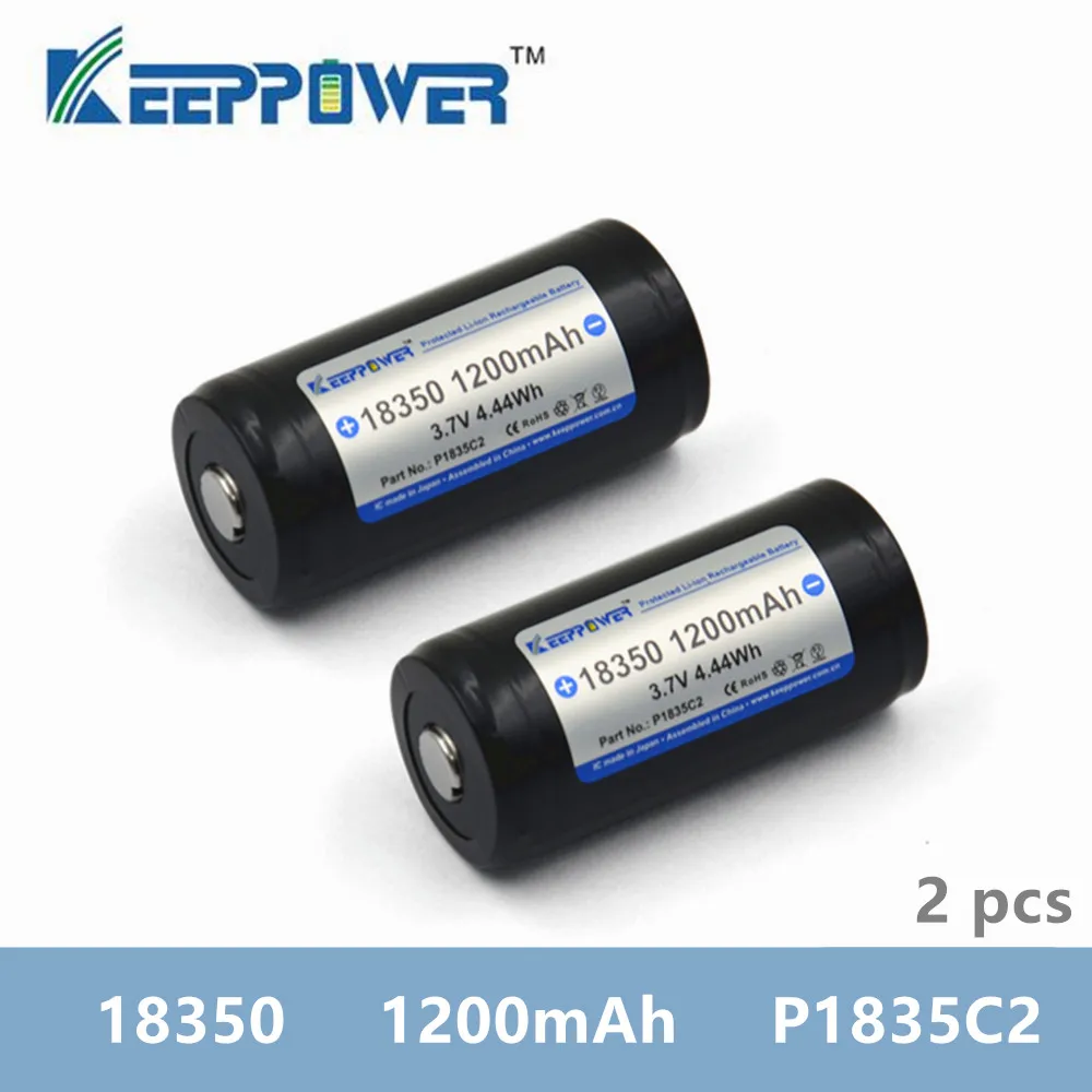 2pcs battery 2 шт. KeepPower 1200 мАч 18350 P1835C2 защищенная литий-ионная аккумуляторная батарея Прямая поставка Оригинальная батарея - Цвет: 2pcs battery