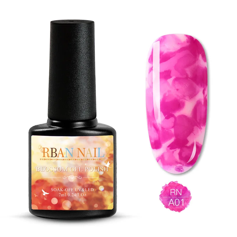 Z141 RBAN NAIL 8 мл Цветущий Гель-лак для ногтей акварельные чернила эффект дыма мрамор смазывание Lquid градиентный лак Гель-лак для творчества маникюр - Цвет: Z141