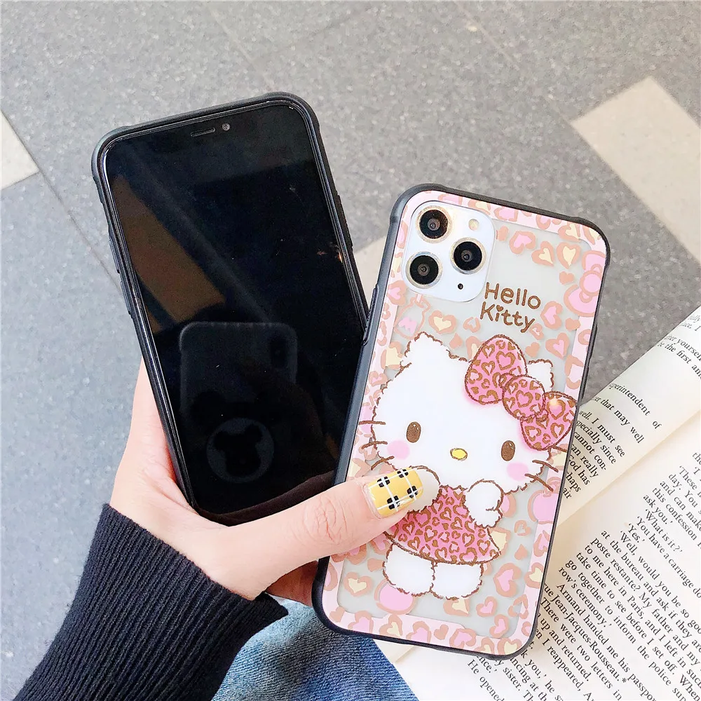 Hello kitty маленький чехол из закаленного стекла для телефона с двумя звездами для iphone 11 Pro Max 66sPlus 7 8 plus X XR XS MAX аниме прозрачный чехол