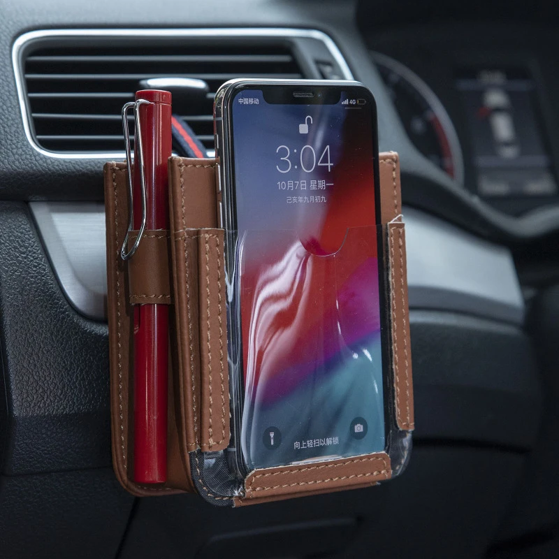 Multifunctional Car Storage Rack Bag Leather Phone Holder Auto Organizer Hanging Pouch Box Styling Interior Accessories | Автомобили и