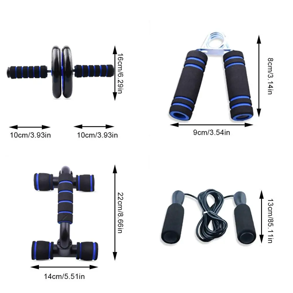 AB Wheel Roller Push Up Bar Jump Rope Fitness Workout Trainer Abdominal Gym Set Home Equipment | Спорт и развлечения