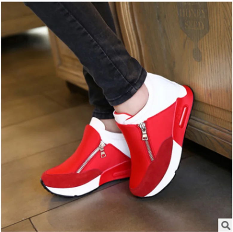 

New Women's shoes large sizeThick Bottom Platform Wedges Shoes Woman fashion Sneakers Spring Autumn Fashion Ladies black Shoes