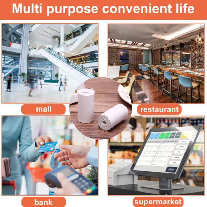 

2Rolls Thermal Paper 57x30mm POS Printer Label Paper Cash Register Paper Rolling Papers Replacement Accessories Parts