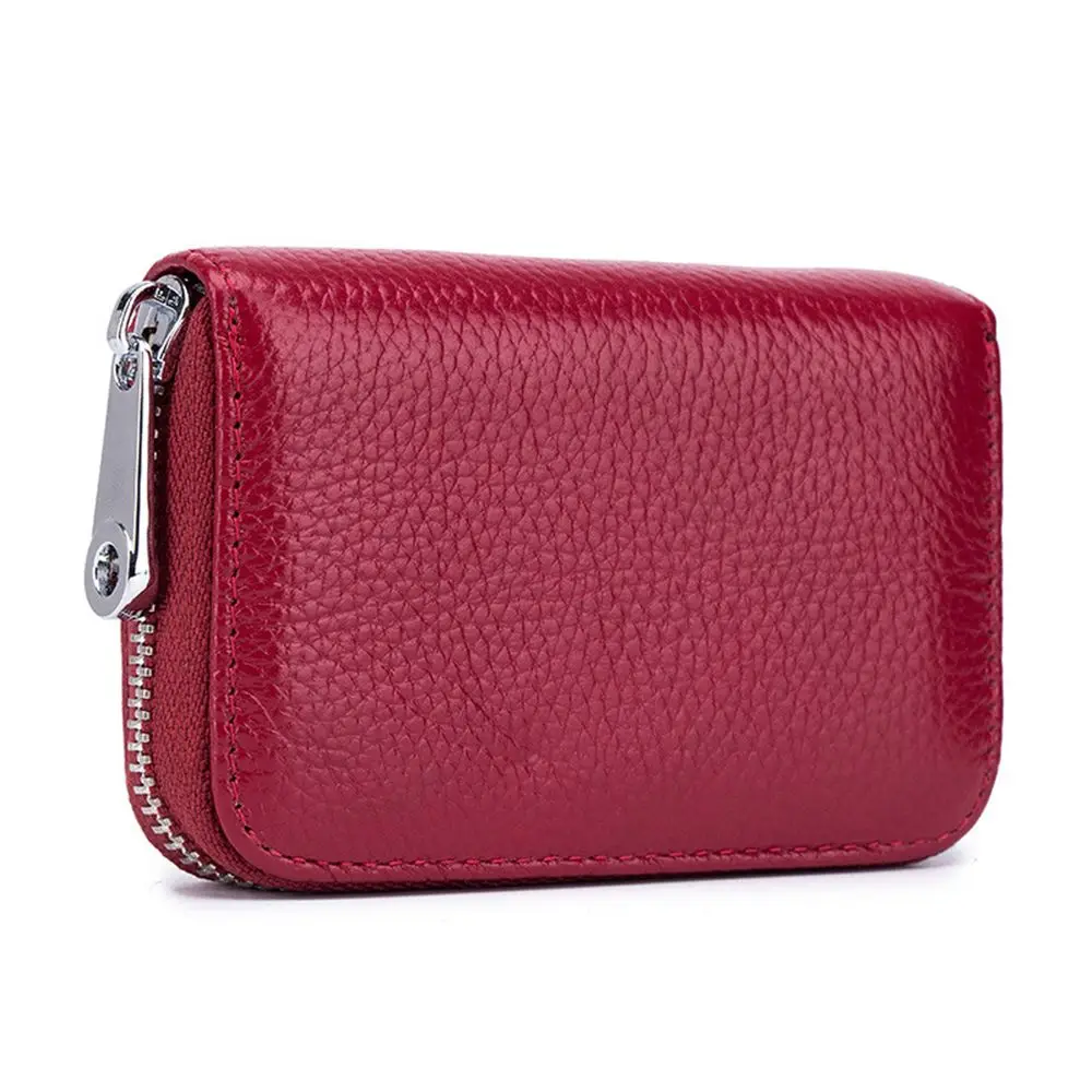 

Leather Organizer Business Credit Card Holder Cowhide Minimalist Women Travel Card Bag Men Small Wallet