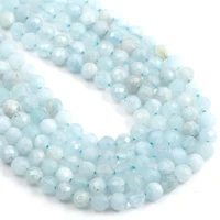 natural stone faceted aquamarinee small beads loose spacer beads for jewelry making diy necklace bracelet accessories
