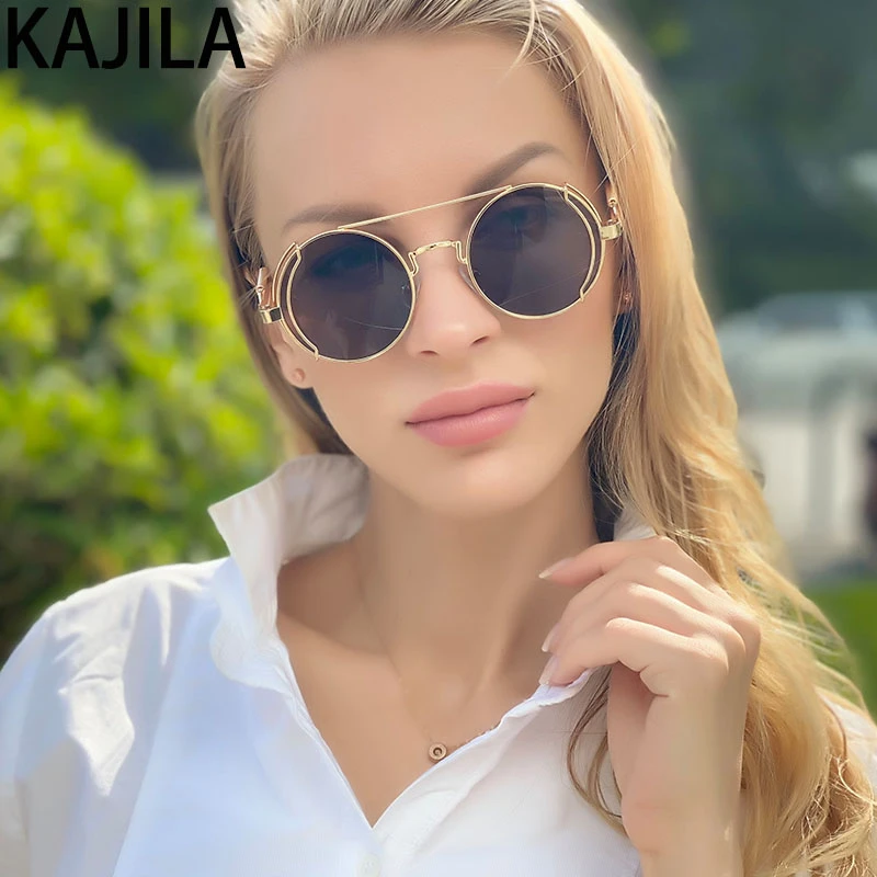 Round Steampunk Sunglasses Men 2022 Fashion Luxury Brand Retro Punk Sun Glasses For Women Shades Vintage Zonnebril Heren