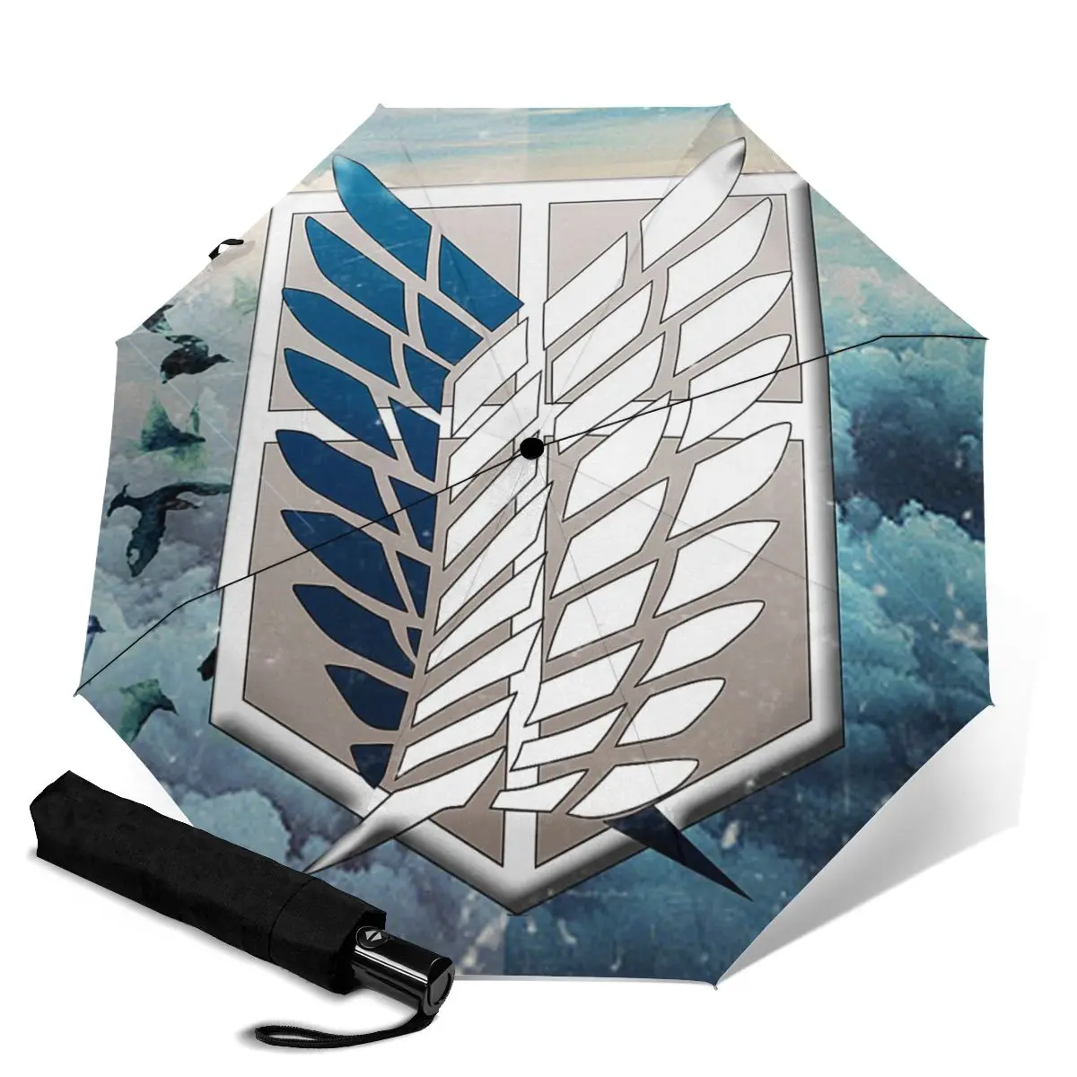 

Автоматический складной зонт HUAZI для мужчин и женщин, 8 ребер, защита от солнца, «Крылья крови свободные», классический уличный