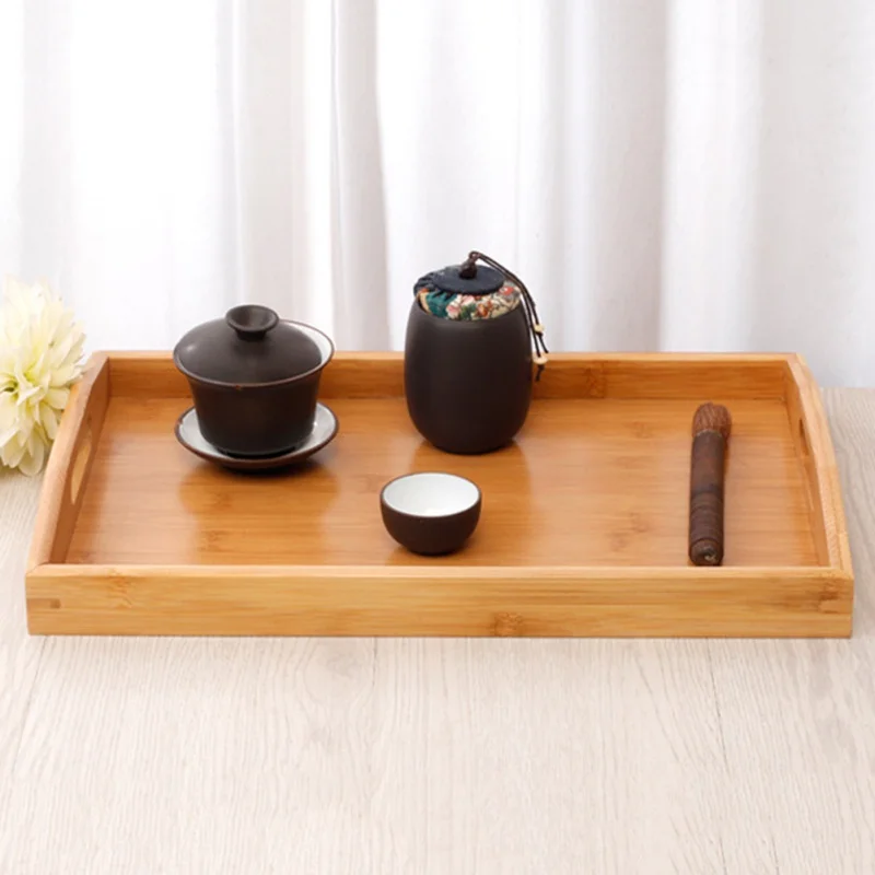 Прямоугольный поднос портативный бамбуковые бытовые контейнеры лоток с полой