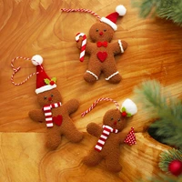 christmas ornaments plush gingerbread man for home decoration holiday party supplies backpack strap children toys 3pc