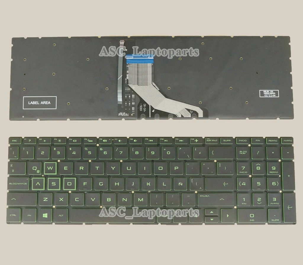 

New Latin Spanish Teclado Keyboard For HP Pavilion 16-a0000 16-a0001la 17-CD0000 17-CD0001la 17-CD0002la Green BACKIT, BLACK