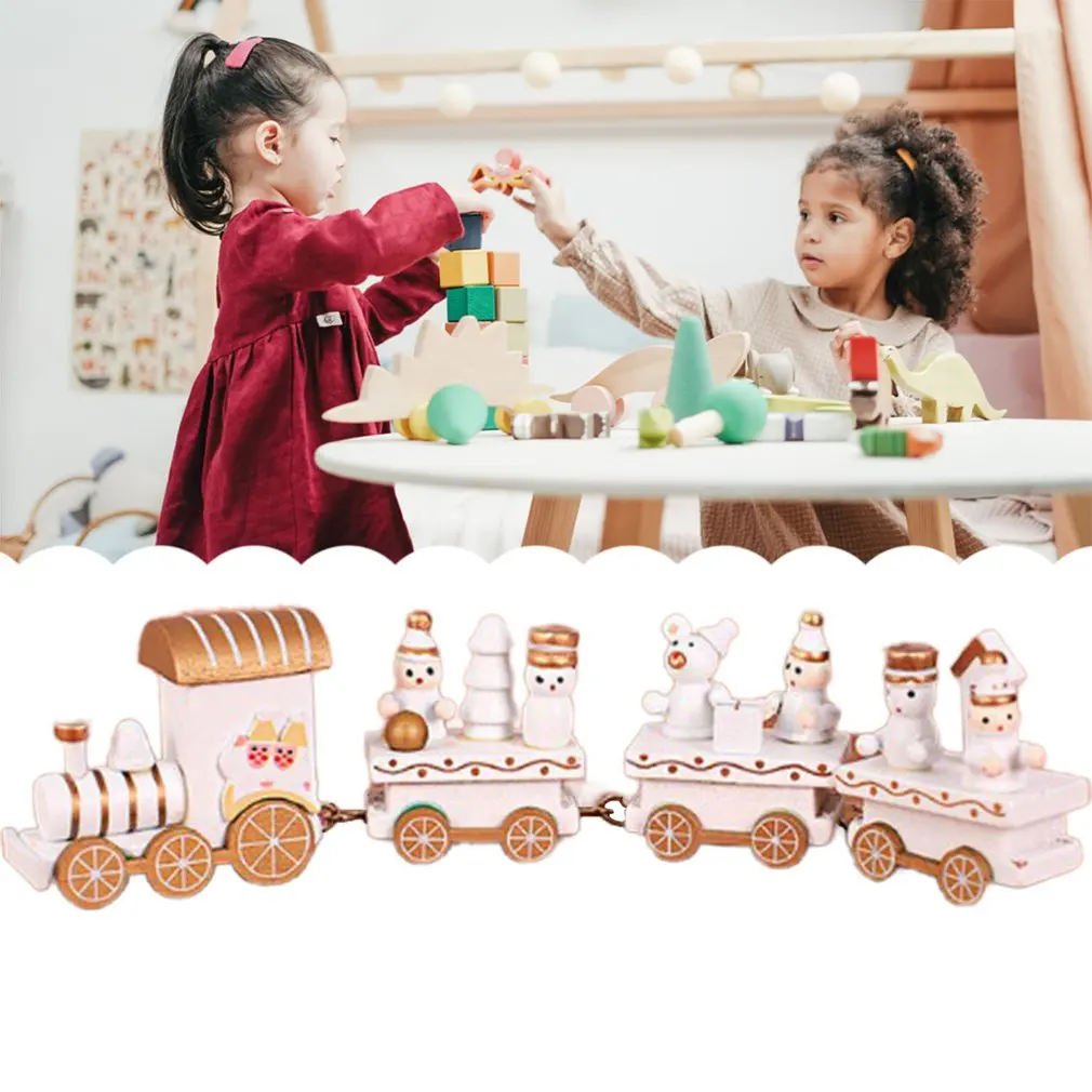 

Christmas Wooden Train Toys Lovely Decoration Christmas Ornaments Wooden Train Children's Holiday Gift