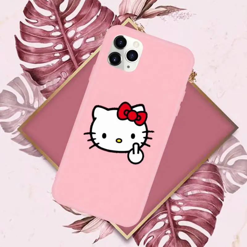 

Cute Kawaii Hellos Cat Kitties Phone Case Candy Color for iPhone 6 7 8 11 12 s mini pro X XS XR MAX Plus