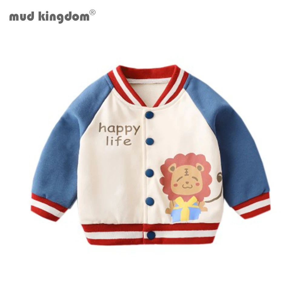 

Mudkingdom Baby Baseball Jackets Fashion Cute Cartoon Animal Pattern Autumn Lightweight Long Sleeve Outerwear Baby Kids Clothes