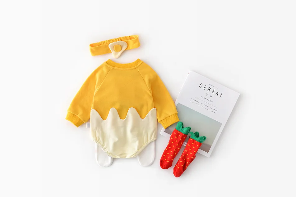 Осенние комбинезоны для новорожденных с повязкой на голову детские длинными