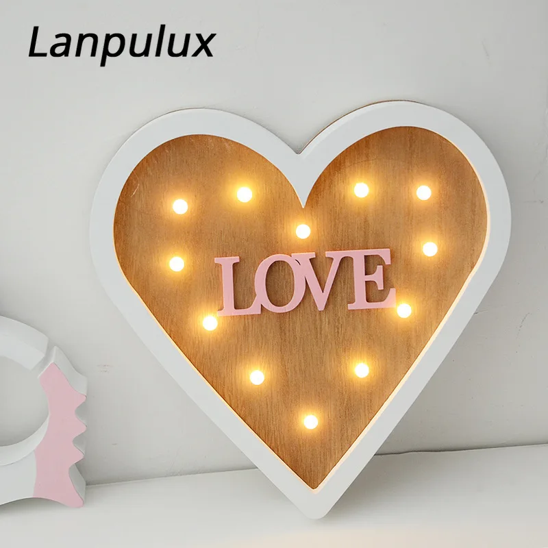 Lanpulux 3D Деревянный любовь светодиодный ночник в форме сердца письмо девушка