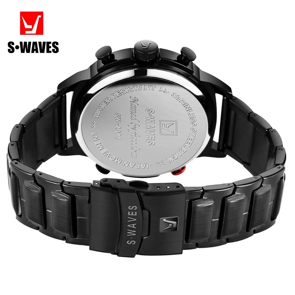Часы наручные SWAVES Мужские кварцевые Роскошные Электронные Водонепроницаемые