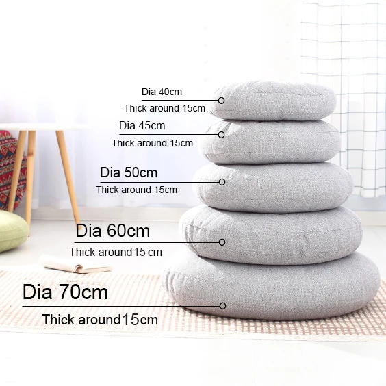 Removable& Washable Round Shape Cotton Linen Seat Cushion with Core Tatami Cushion Pillow Home Decoration Soft Car Sofa Cushion
