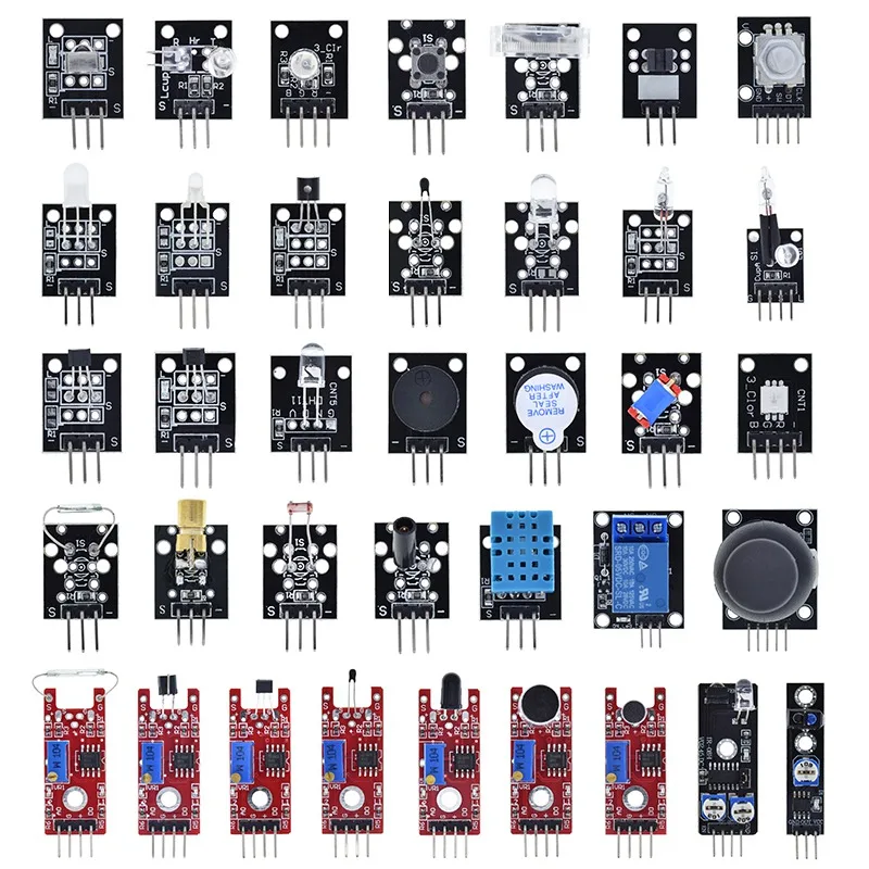 Для Arduino 45 видов датчиков s DHT11 HC-SR04 KY-008 KY-022 KY-023 KY-037 модуль датчика дождя почвы UNO R3