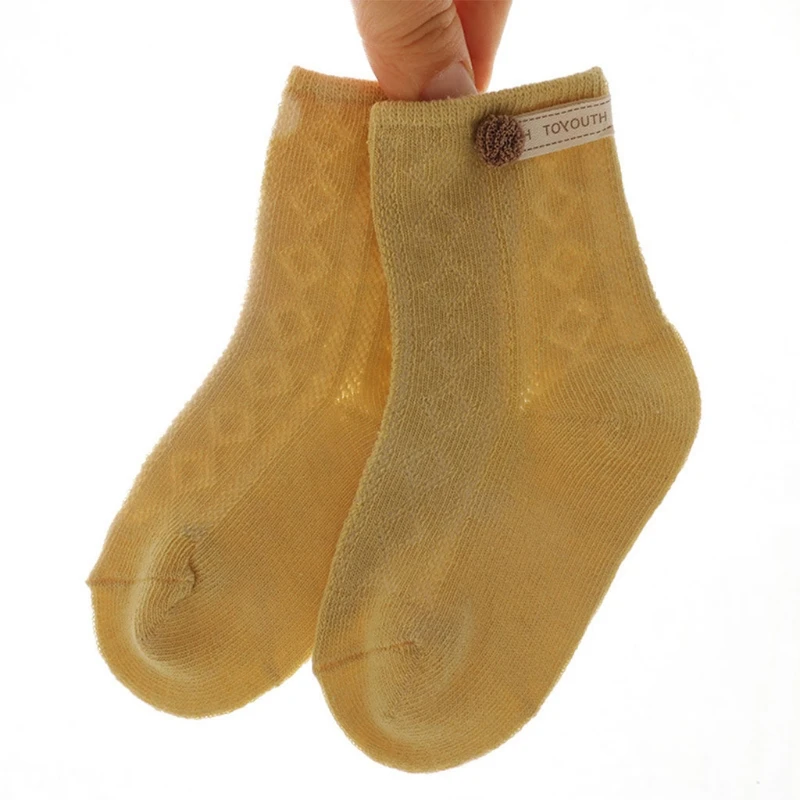 

H05C Toddler Newborn Summer Mesh Thin Ankle Socks Solid Color Hollow Out Crochet Lace Breathable Cotton Infant Baby Hosiery