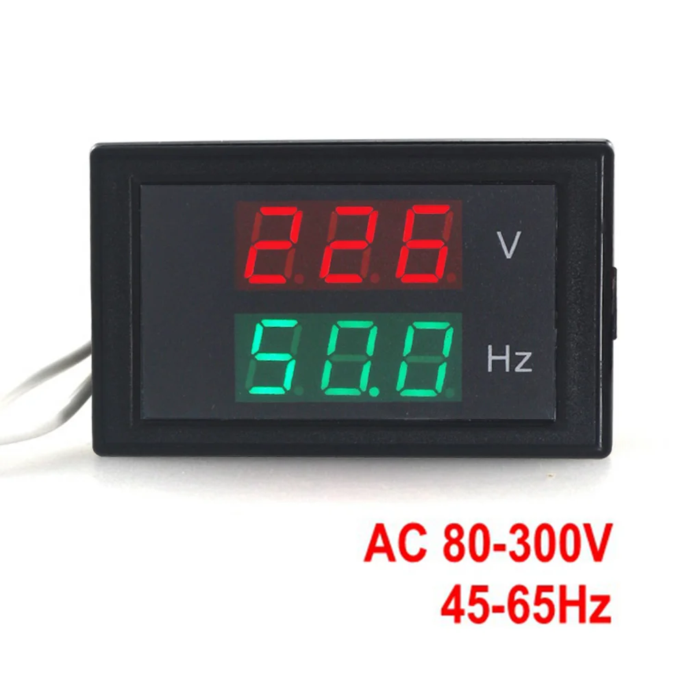 

Dual Display Voltage Frequency meter AC 80-300.0V 45-65HZ Frequency Counter Voltmeter Hertz/HZ Meter With Red Led