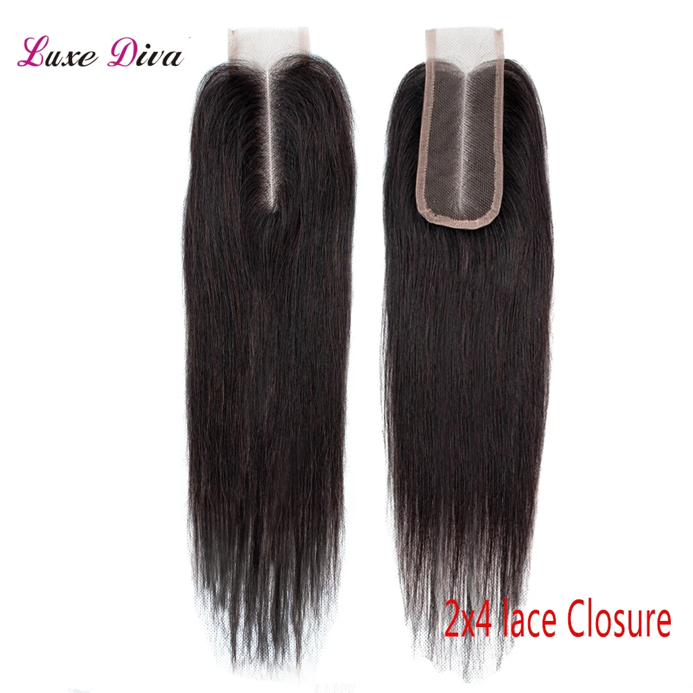 

Beauhair Peruvian Lace Part Closure Straight Human Hair Middle Part Kim 2*4 Lace Closure Only Bresilienne Color #4 Natural P4/27