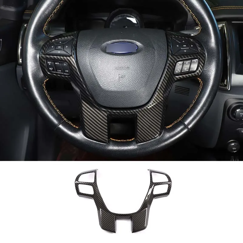 

For 2015-2022 Ford Ranger Wildtrak T6 T7 T8 ABS carbon fiber steering wheel decorative frame cover sticker interior accessories