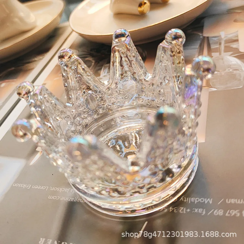 

Ins style crown jewelry rack beauty egg glass storage shelf net red color egg makeup sponge egg tray