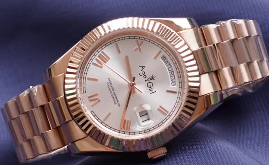 

Classic New Men Daydate Rose Gold Blue Green Black Automatic Mechanical Stainless Steel Sapphire Rome Watch AAA+ 36mm