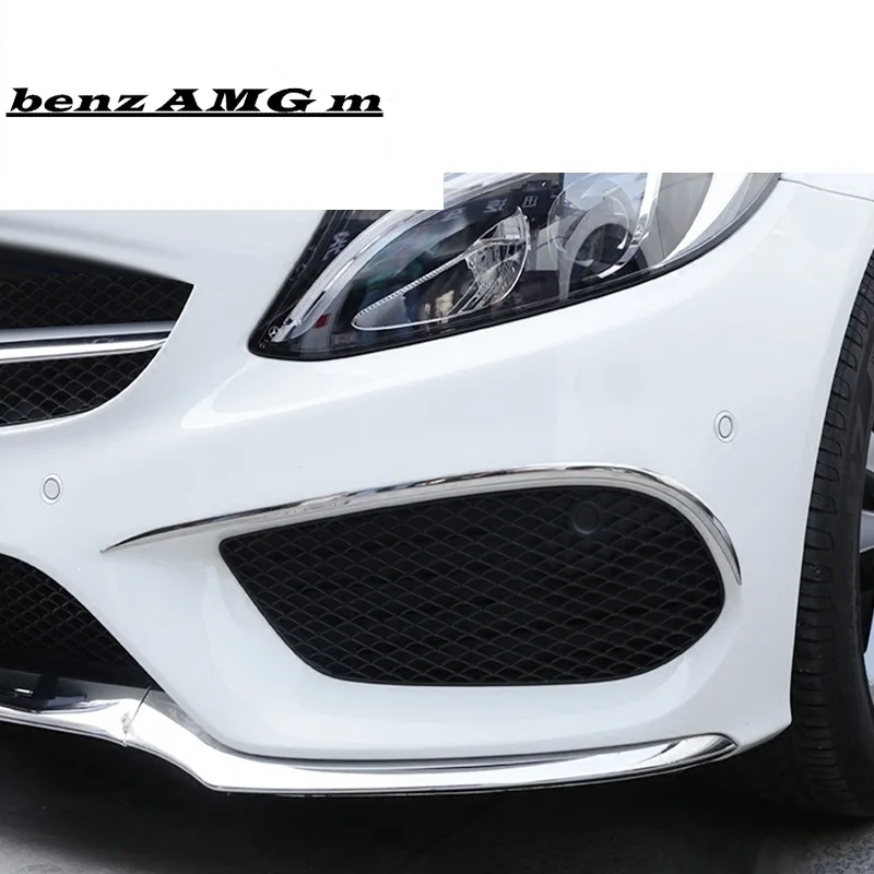 

For Mercedes Benz C Class W205 Car styling Front fog lamps cover grille slats lights Sticker decoration strips auto Accessories
