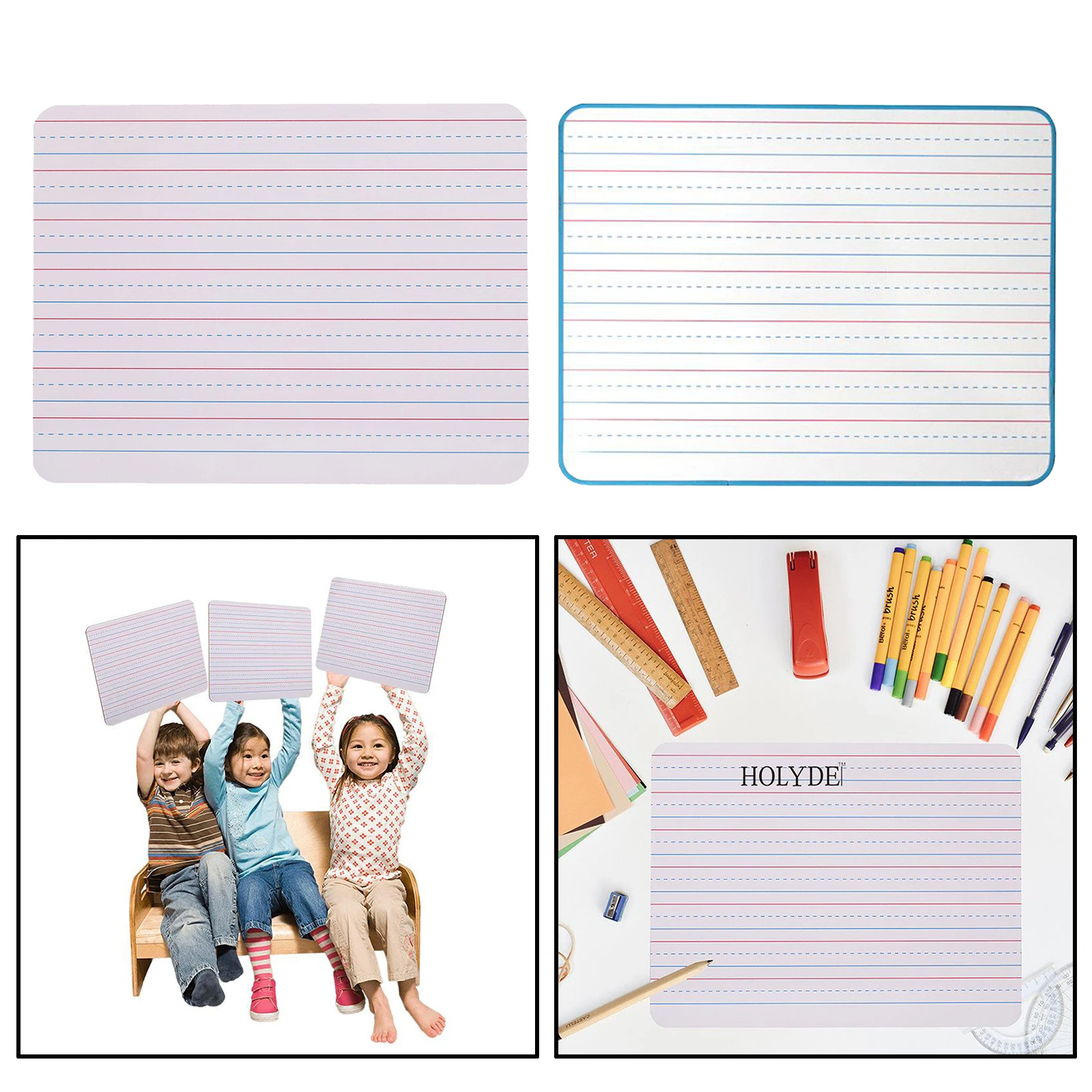 Dry Erase Lapboard Portable Learning Board, Double Sided, Lined/Plain Writeboard Mini Lapboards for Students 9x12 inches