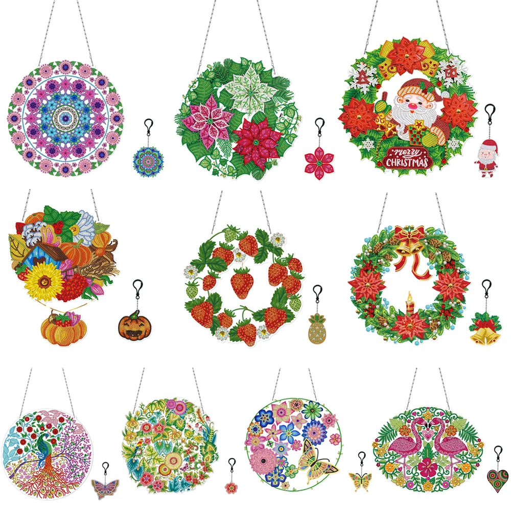 

Special Shaped Diamond Painting Wreath with LED Light Diamond Embroidery Kit Drill DIY Cross Stitch Art Craft Home Wall Decor
