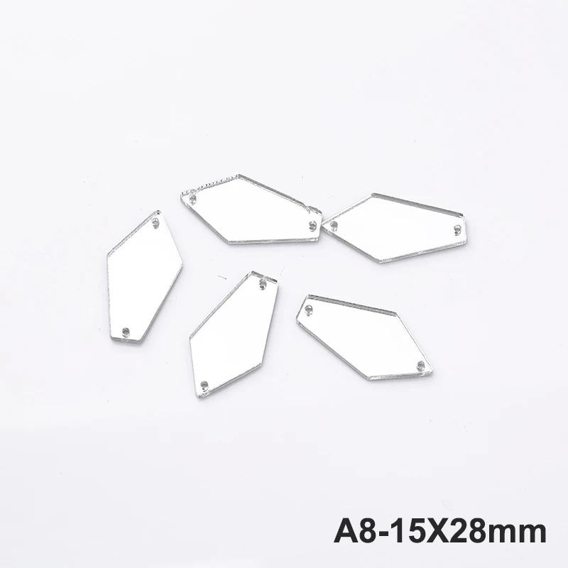 A8-15X28mm RESEN формы смешивания Пластиковые акриловые зеркальные пришитые Стразы с отверстиями с плоской задней стороной кристалл акриловый камень для пришивания для сценического костюма - Цвет: A8-15X28mm