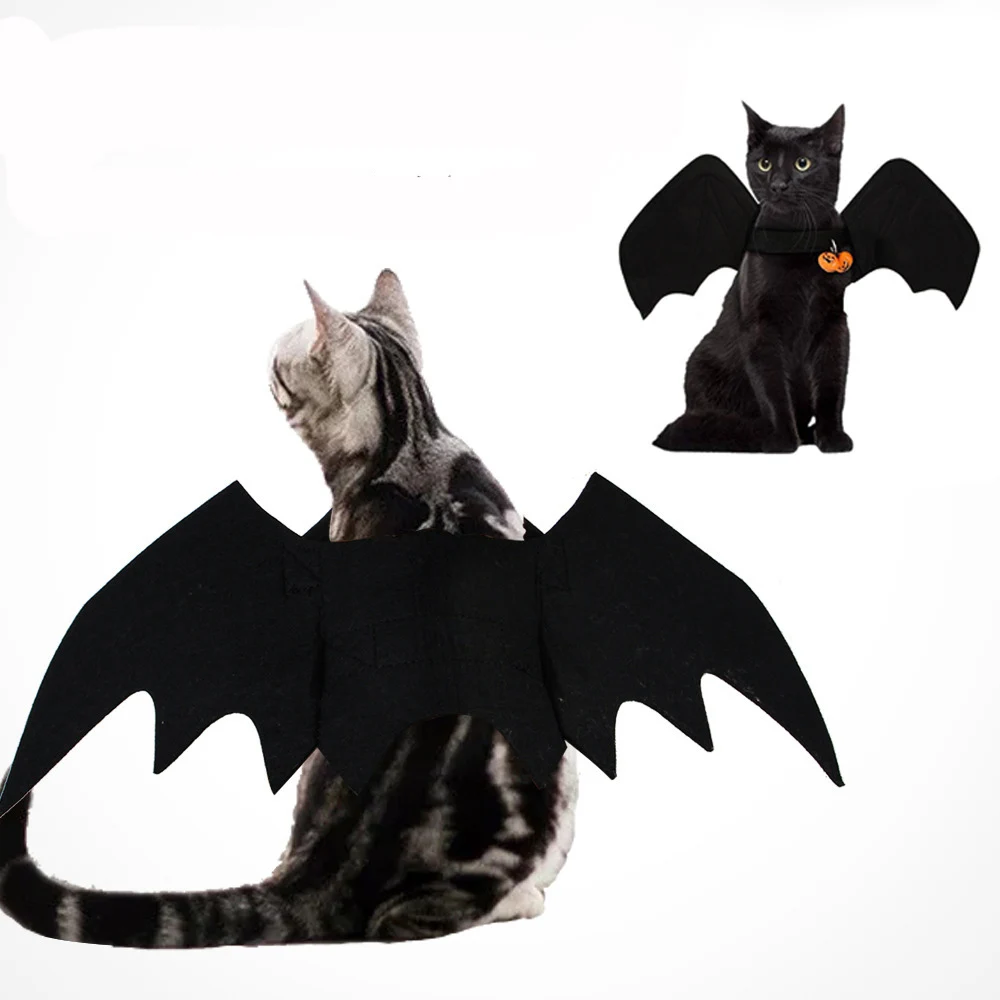 

Cat Clothes Halloween Dog Costumes Pet Clothes Bat Wings Bells Fancy Dress Costume Outfit Wings Cat Costumes Photo Props Free