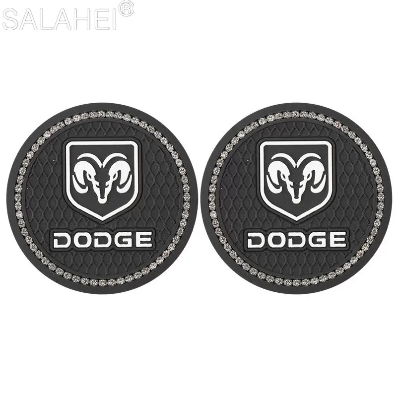 

2pcs Car Diamond Water Cup Coasters Storage Mat For Dodge RAM 1500 2500 3500 Challenger Charger Durango Nitro Journey Interior