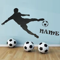 personalised name football player silhouette play wall stickers boy bedroom home decor diy custom new design huang094