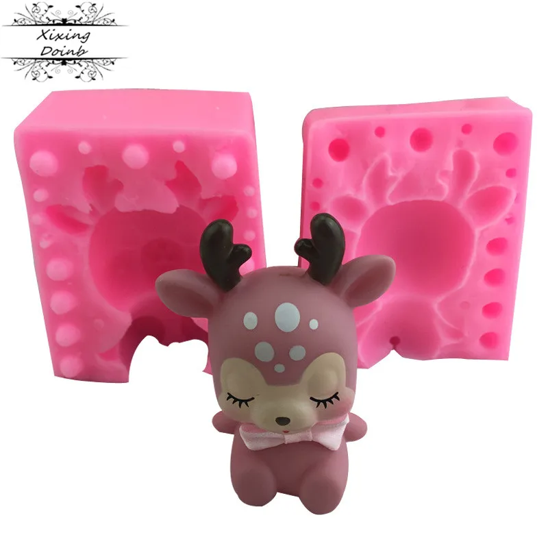 Силиконовая форма сделай сам в виде симпатичного мультяшного оленя Сика для