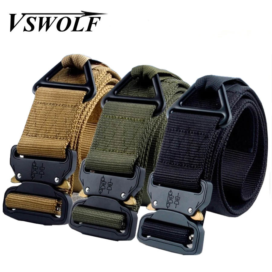 Ремень нейлоновый тактический Мужской 120 см с автоматической металлической