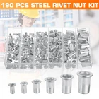 190 шт., стальные заклепочные гайки M3-M10, заклепочные гайки, заклепочные пистолеты, набор инструментов, заклепочные гайки в коробке