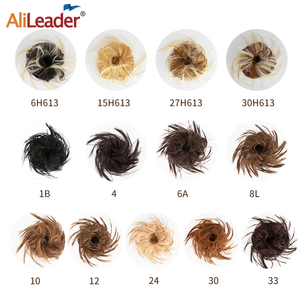Alileader 5 дюйма вьющиеся волосы булочка Scrunchie шиньон Короткие хвост Синтетический