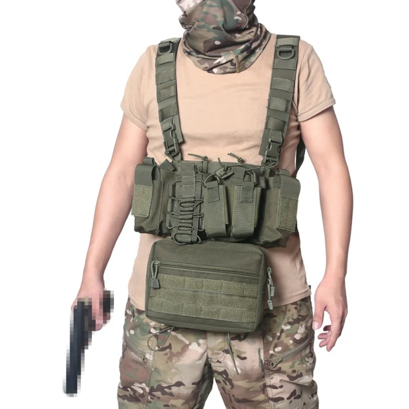 

Removable Hunting Airsoft Paintball Gear Vest Tactical Molle Vest Ammo Chest Rig With AK 47/74 Magazine Pouch